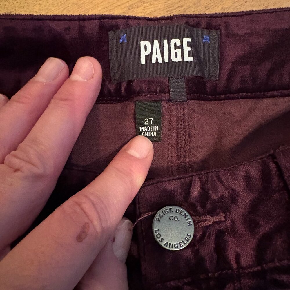 NWOT Paige Velvet Burgundy Hoxton Ultra Skinny Pants. Size 27 - Picture 4 of 10